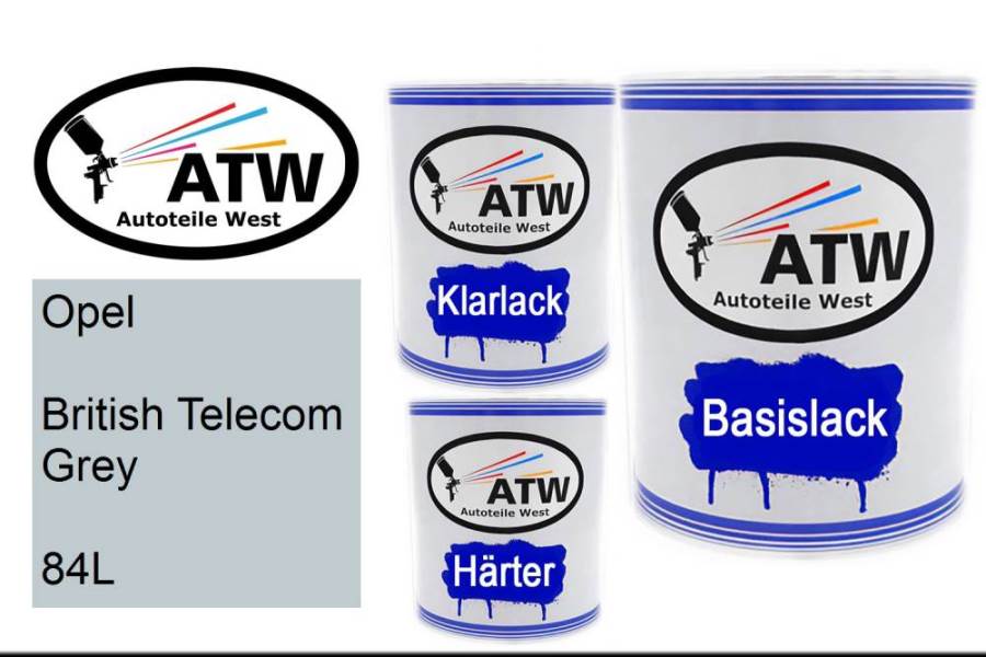 Opel, British Telecom Grey, 84L: 1L Lackdose + 1L Klarlack + 500ml Härter - Set, von ATW Autoteile West.